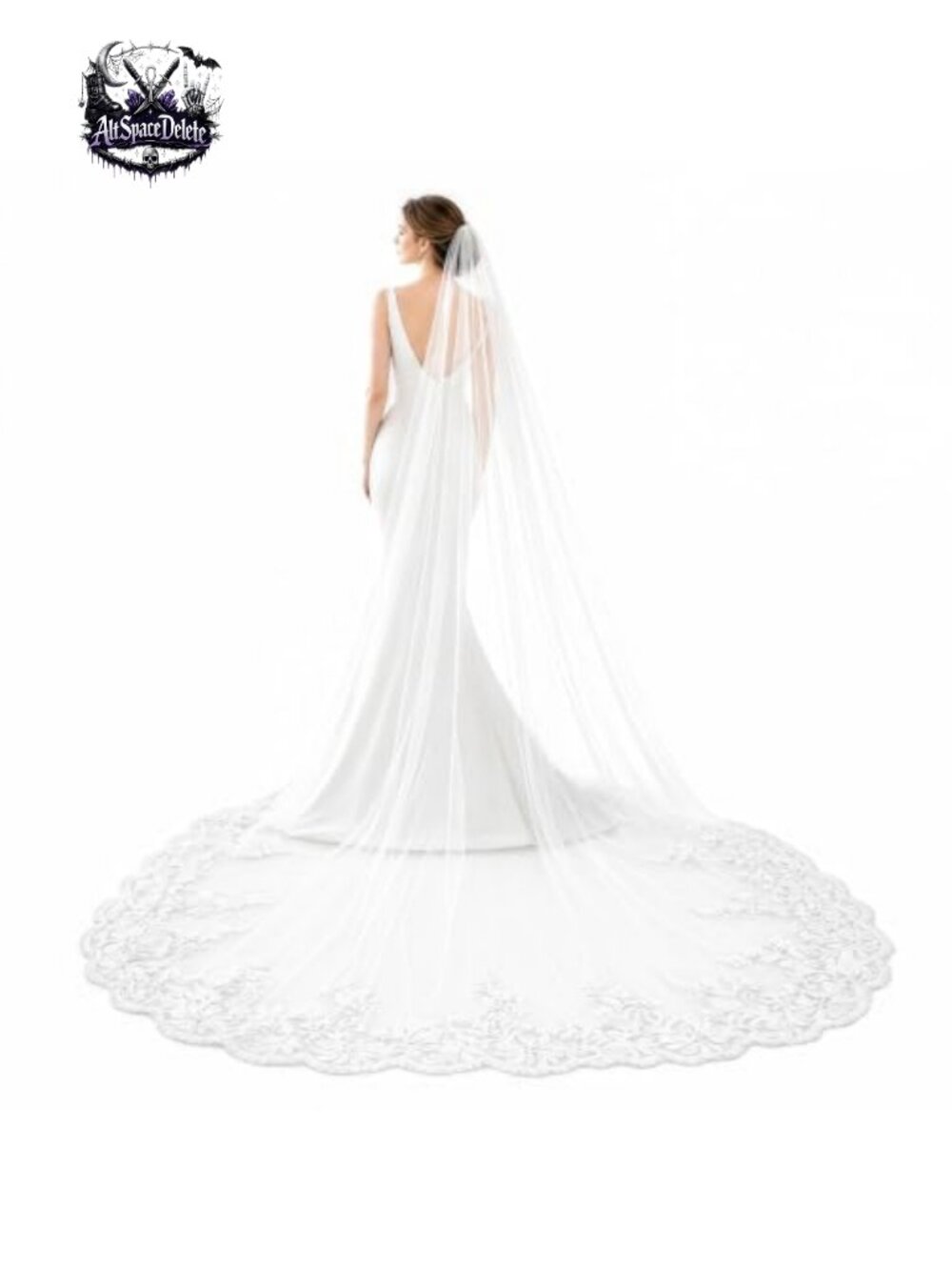 Cathedral Length Lace Tulle Wedding Veil with Comb